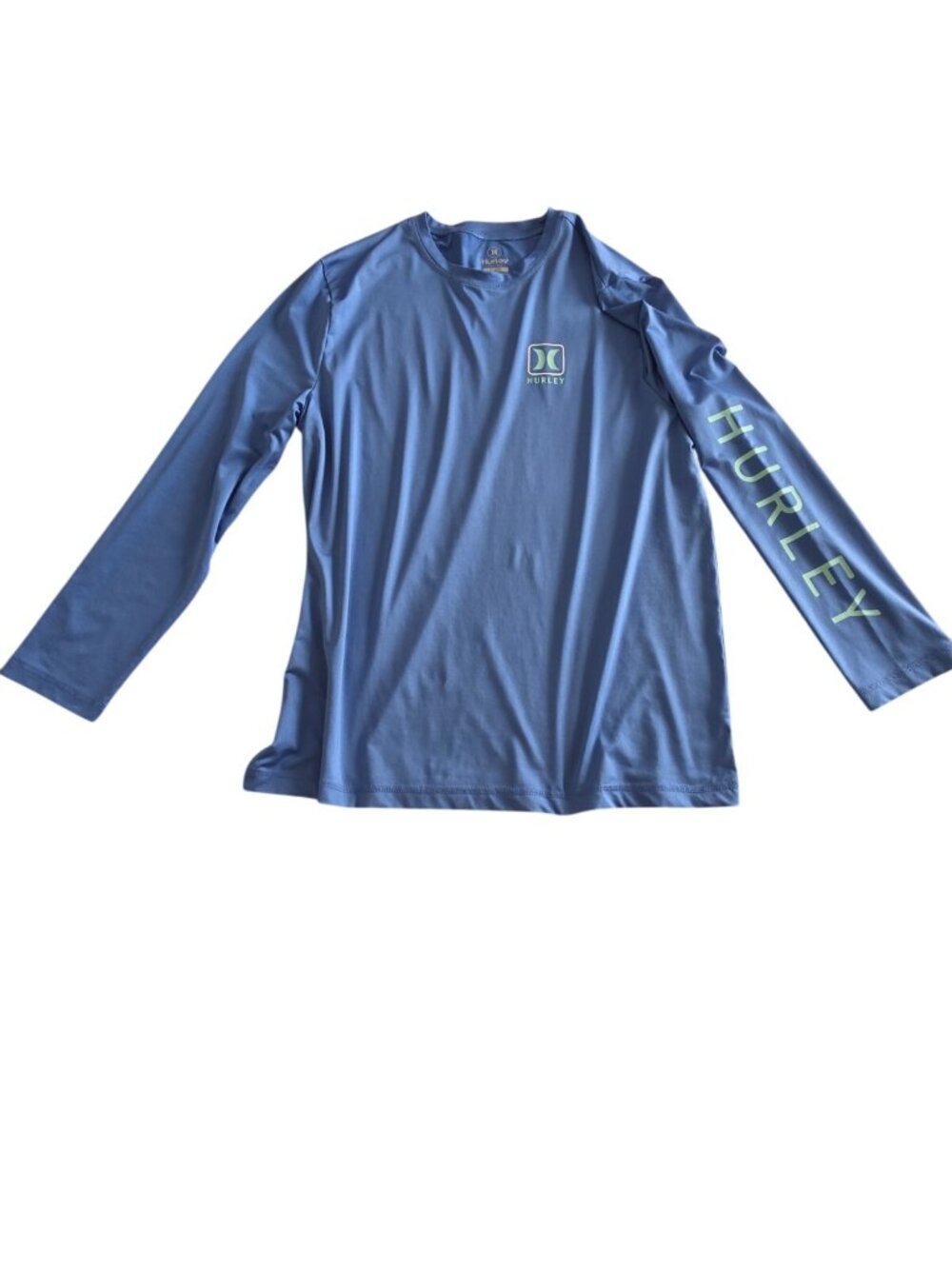 Hurley Men's Blue Long Sleeve Crew Neck Stretch T-Shirt Logo L Poly Blend - Picture 8 of 9